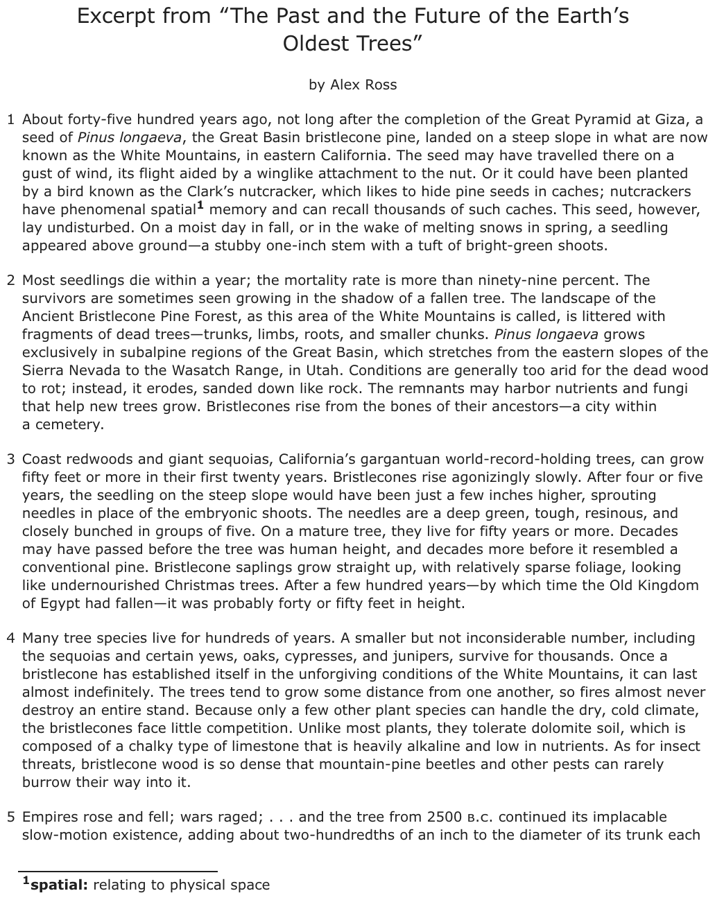 The passage “Excerpt from “The Past and the Future of the Earth’s Oldest Trees”” as printed on page 193 of the DOE handbook.