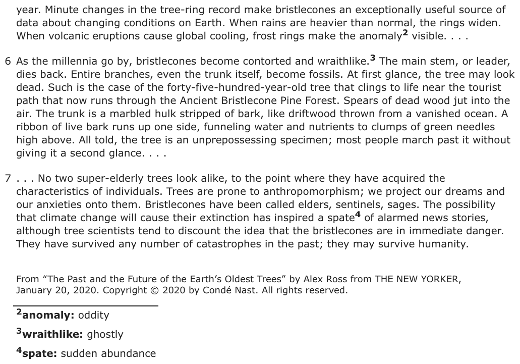 The passage “Excerpt from “The Past and the Future of the Earth’s Oldest Trees”” as printed on page 194 of the DOE handbook.