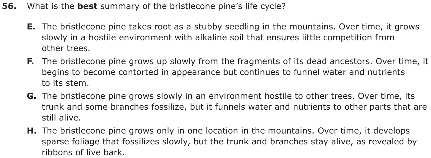 Question 56 as printed on page 196 of the DOE handbook.