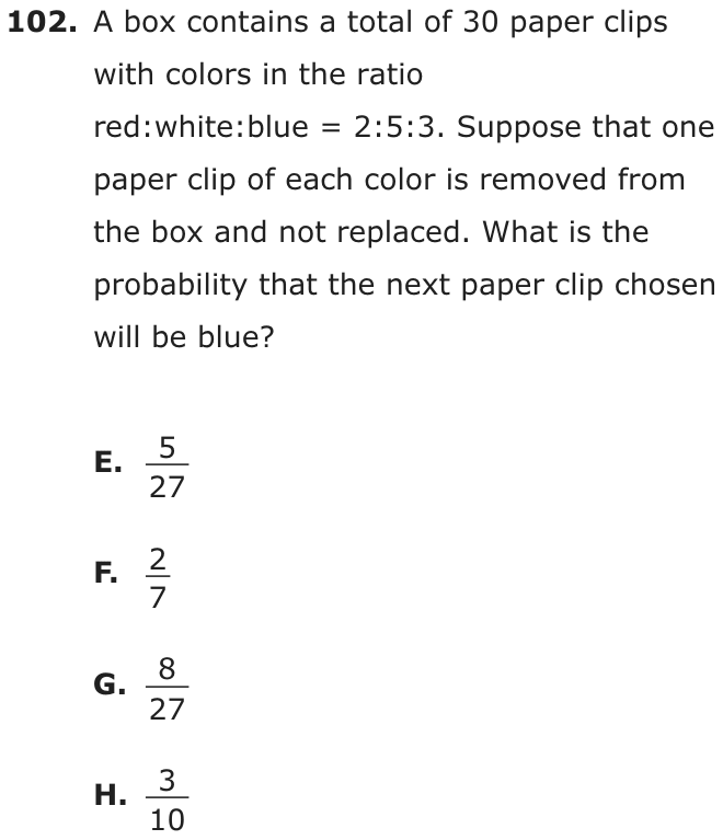 Question 102 as printed on page 212 of the DOE handbook.
