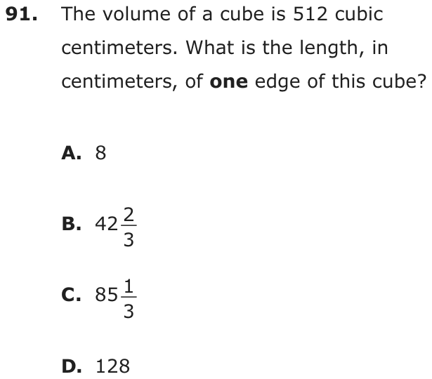 Question 91 as printed on page 209 of the DOE handbook.