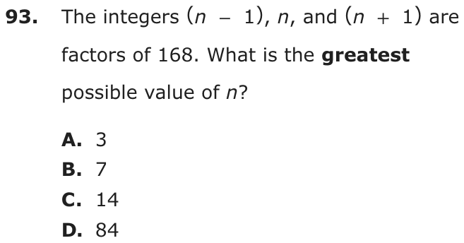 Question 93 as printed on page 209 of the DOE handbook.