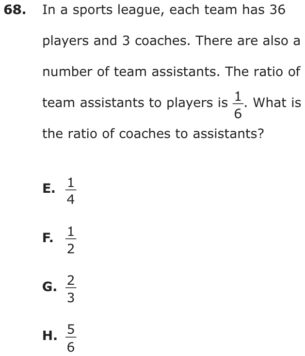 Question 68 as printed on page 201 of the DOE handbook.