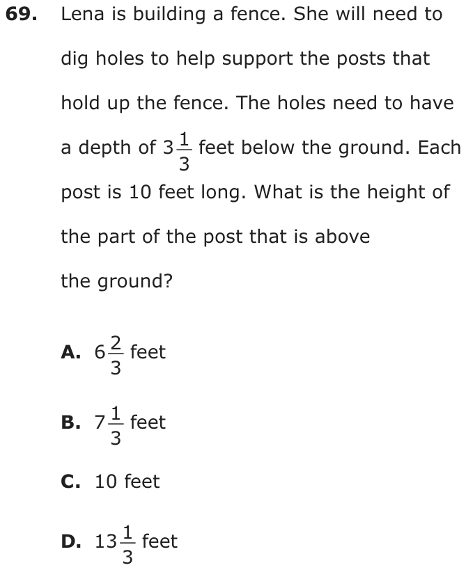 Question 69 as printed on page 202 of the DOE handbook.