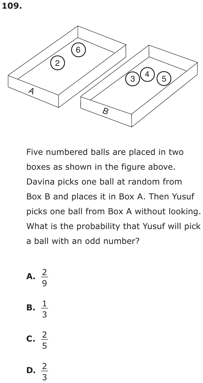 Question 109 as printed on page 214 of the DOE handbook.