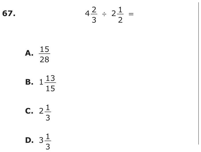 Question 67 as printed on page 201 of the DOE handbook.
