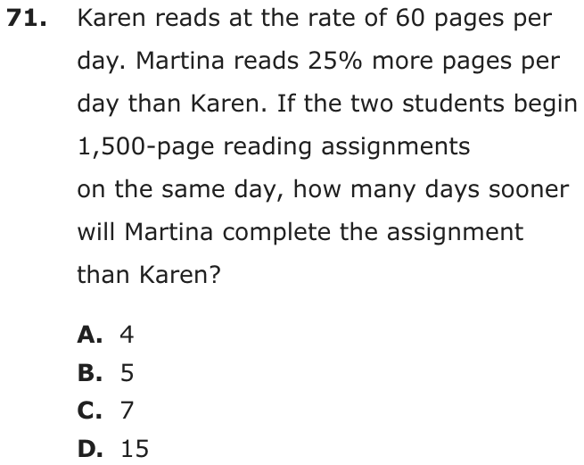 Question 71 as printed on page 202 of the DOE handbook.