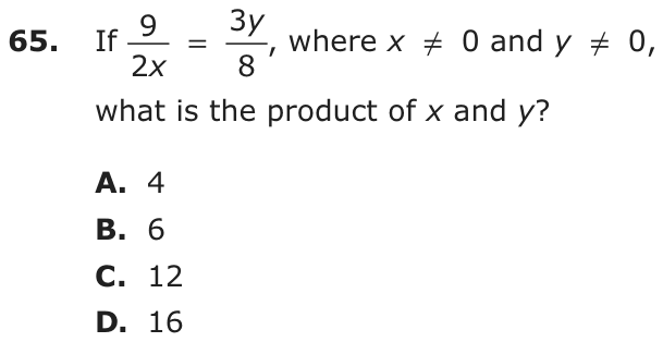 Question 65 as printed on page 200 of the DOE handbook.