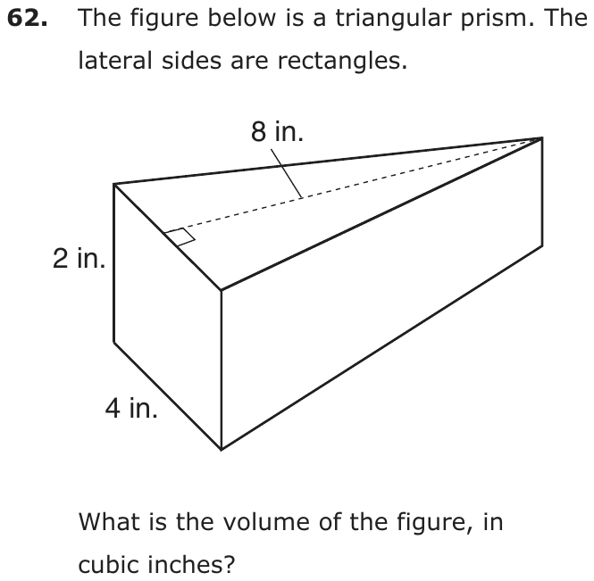 Question 62 as printed on page 199 of the DOE handbook.