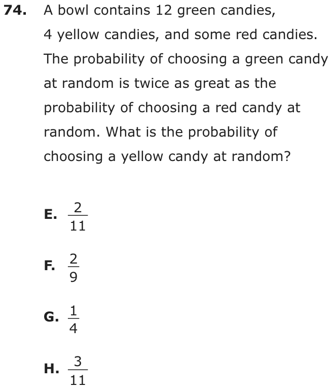 Question 74 as printed on page 203 of the DOE handbook.