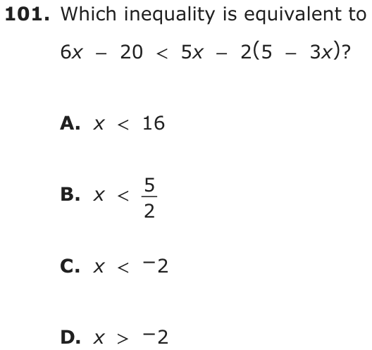 Question 101 as printed on page 211 of the DOE handbook.