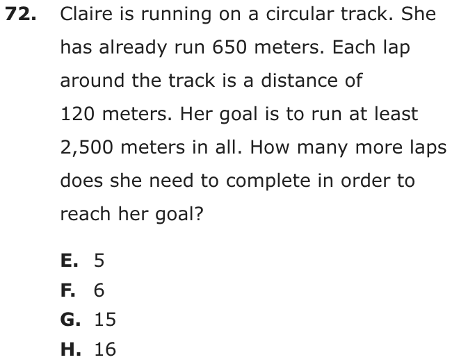 Question 72 as printed on page 202 of the DOE handbook.