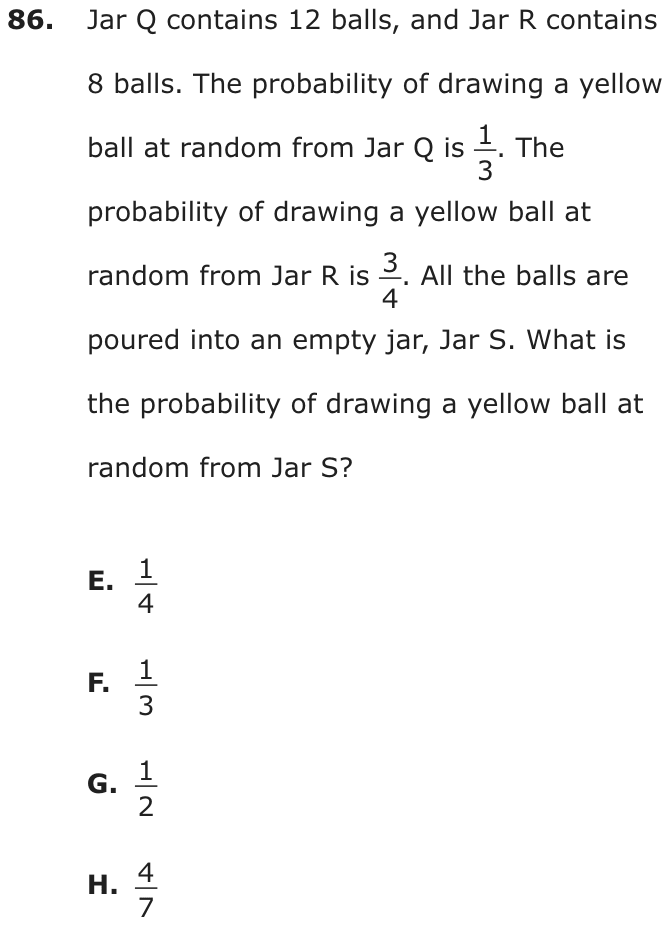 Question 86 as printed on page 207 of the DOE handbook.
