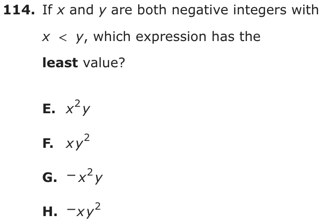Question 114 as printed on page 215 of the DOE handbook.