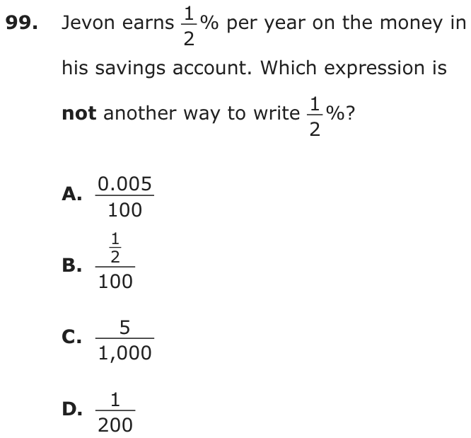 Question 99 as printed on page 211 of the DOE handbook.
