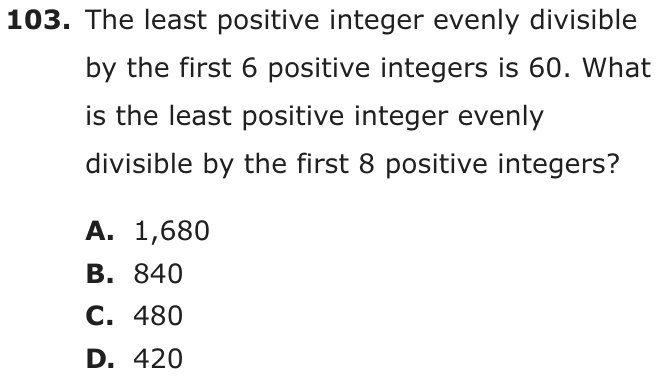Question 103 as printed on page 212 of the DOE handbook.