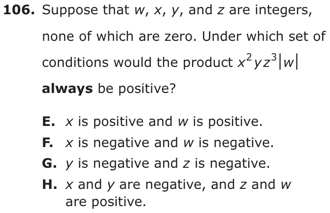 Question 106 as printed on page 213 of the DOE handbook.