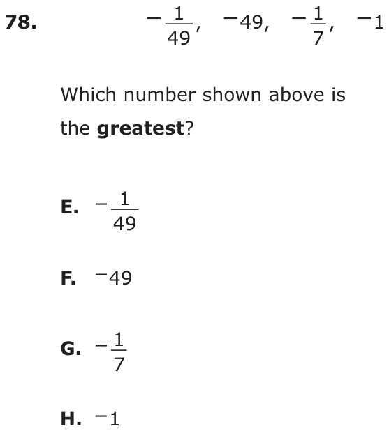 Question 78 as printed on page 205 of the DOE handbook.