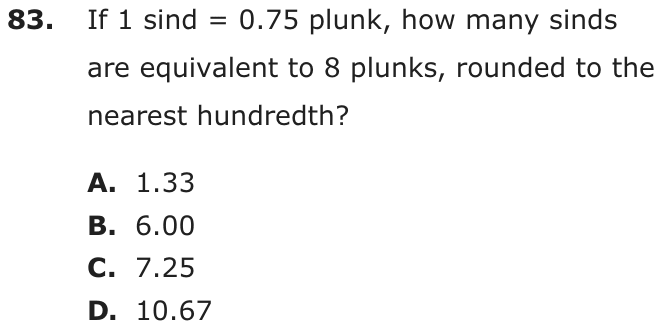 Question 83 as printed on page 206 of the DOE handbook.