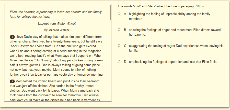 Question 20 as shown on the screen of the DOE’s digital test.