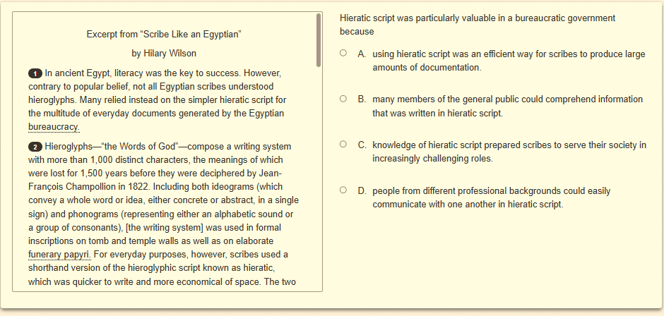 Question 13 as shown on the screen of the DOE’s digital test.