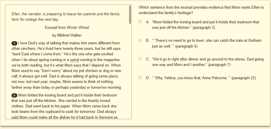 Question 23 as shown on the screen of the DOE’s digital test.