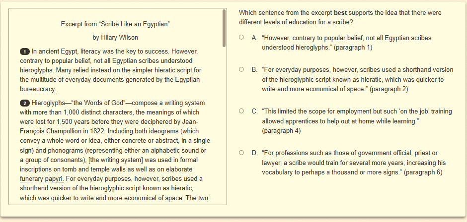 Question 9 as shown on the screen of the DOE’s digital test.