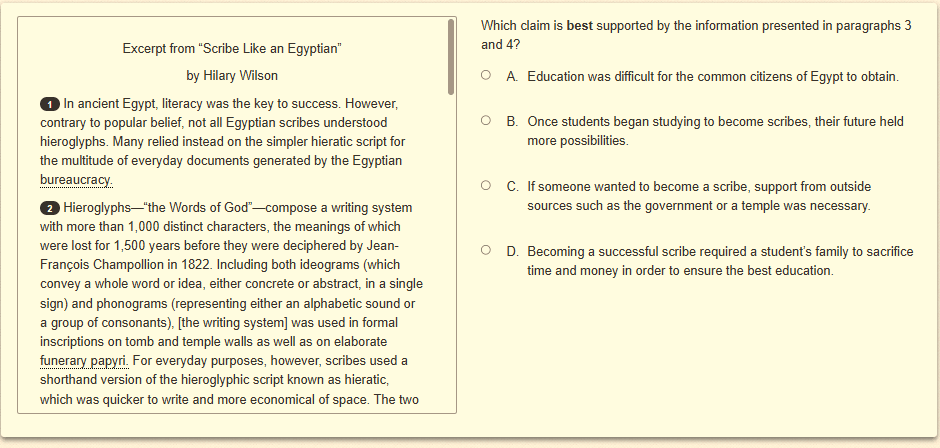 Question 12 as shown on the screen of the DOE’s digital test.