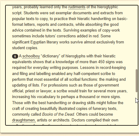 The passage “Excerpt from “Scribe Like an Egyptian”” as shown on the DOE’s digital test, screen 4 of 6.