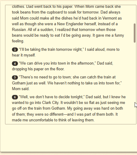 The passage “Excerpt from Winter Wheat” as shown on the DOE’s digital test, screen 2 of 7.