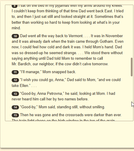 The passage “Excerpt from Winter Wheat” as shown on the DOE’s digital test, screen 4 of 7.