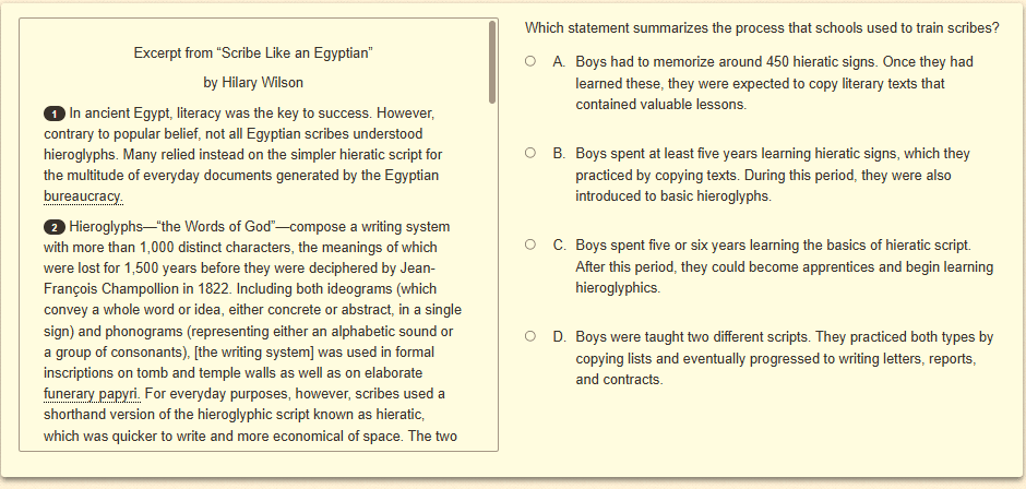 Question 11 as shown on the screen of the DOE’s digital test.