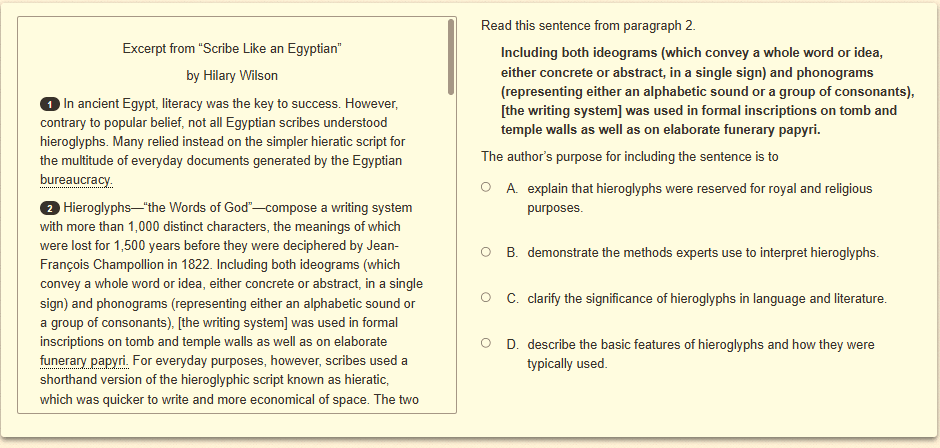 Question 10 as shown on the screen of the DOE’s digital test.
