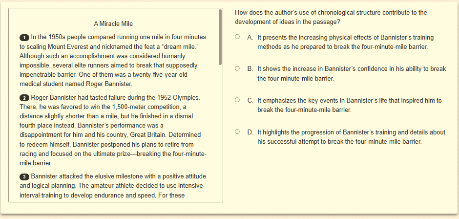 Question 15 as shown on the screen of the DOE’s digital test.