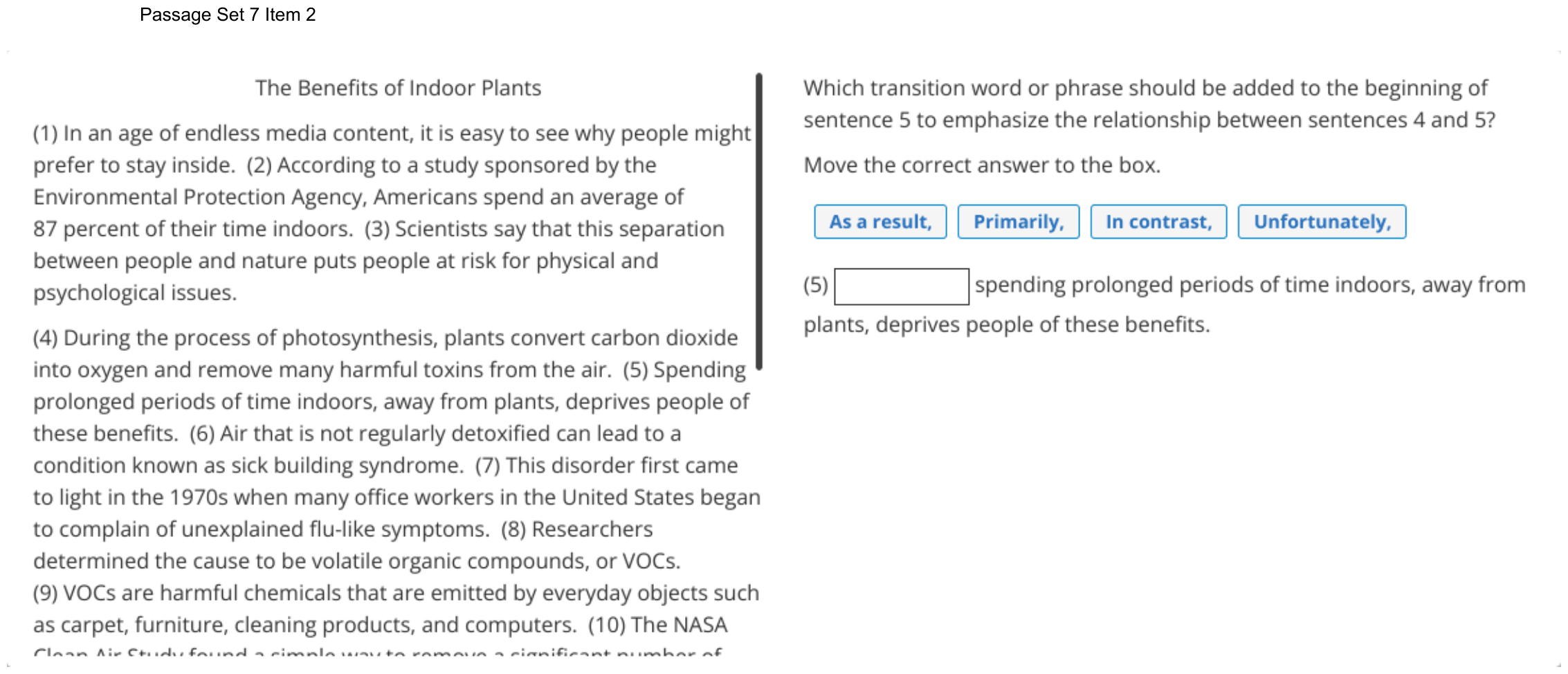 Question 44 as shown on the DOE’s digital test, page 62 of its printable version.