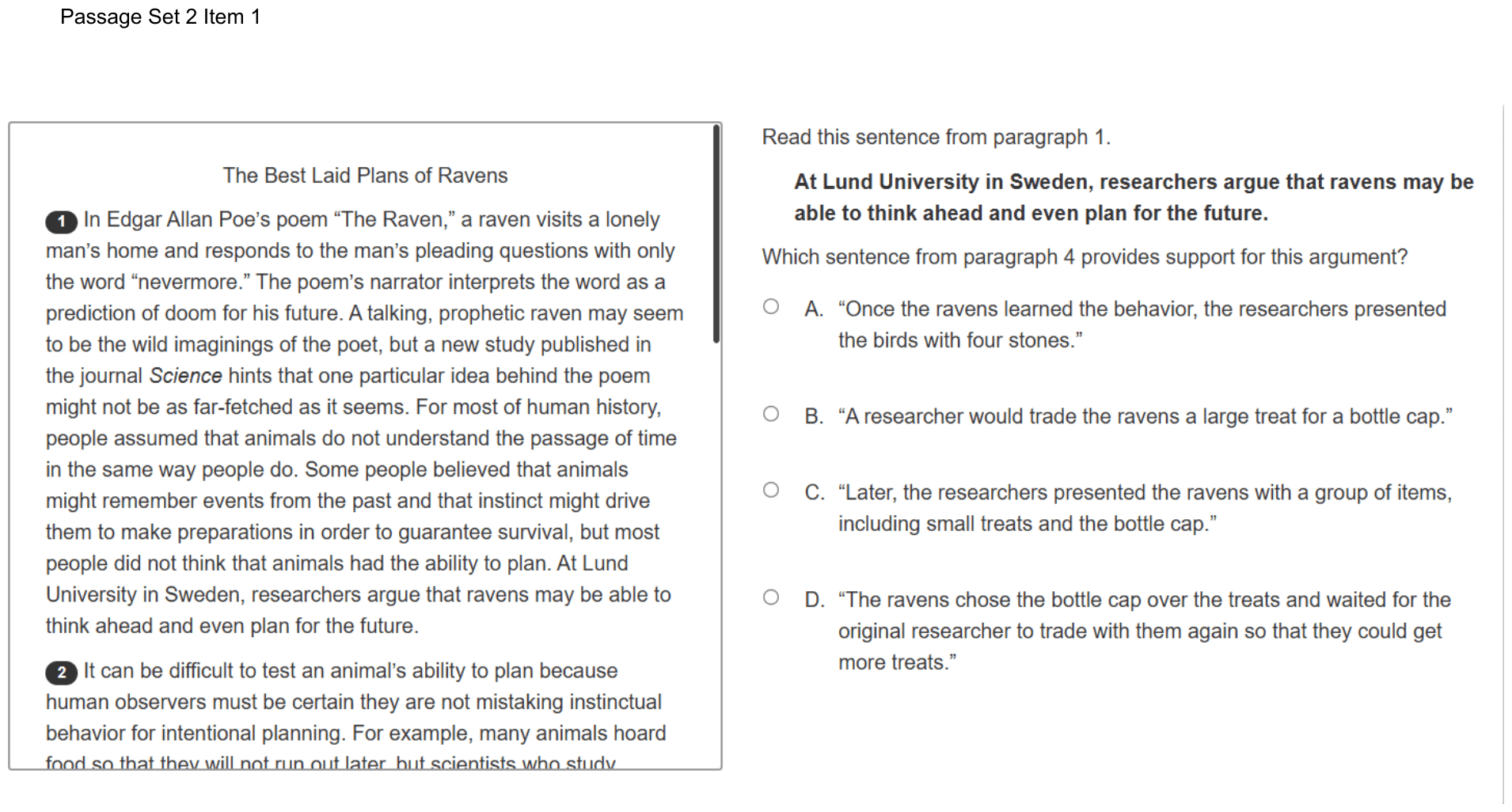Question 8 as shown on the DOE’s digital test, page 13 of its printable version.