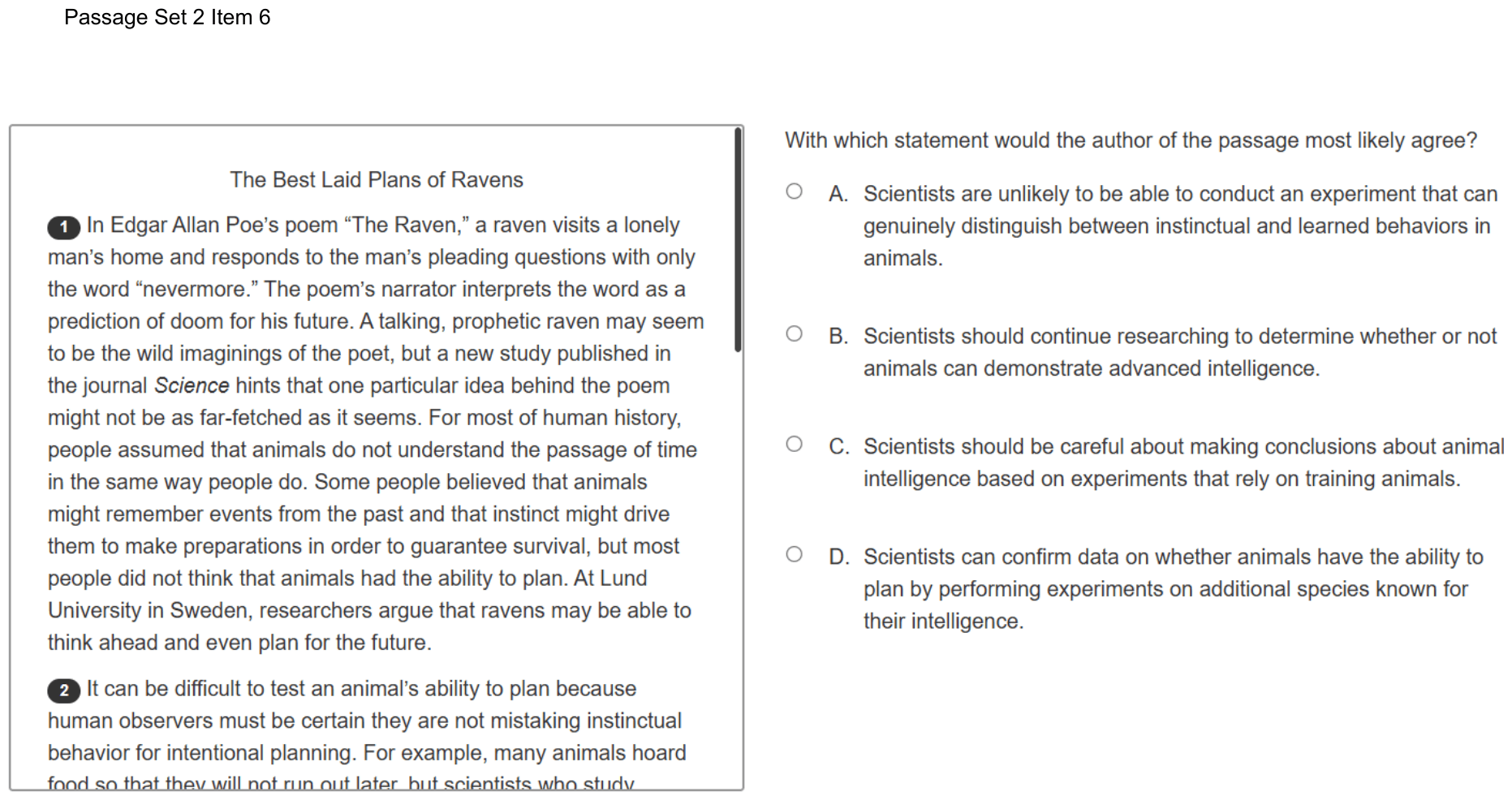 Question 13 as shown on the DOE’s digital test, page 18 of its printable version.