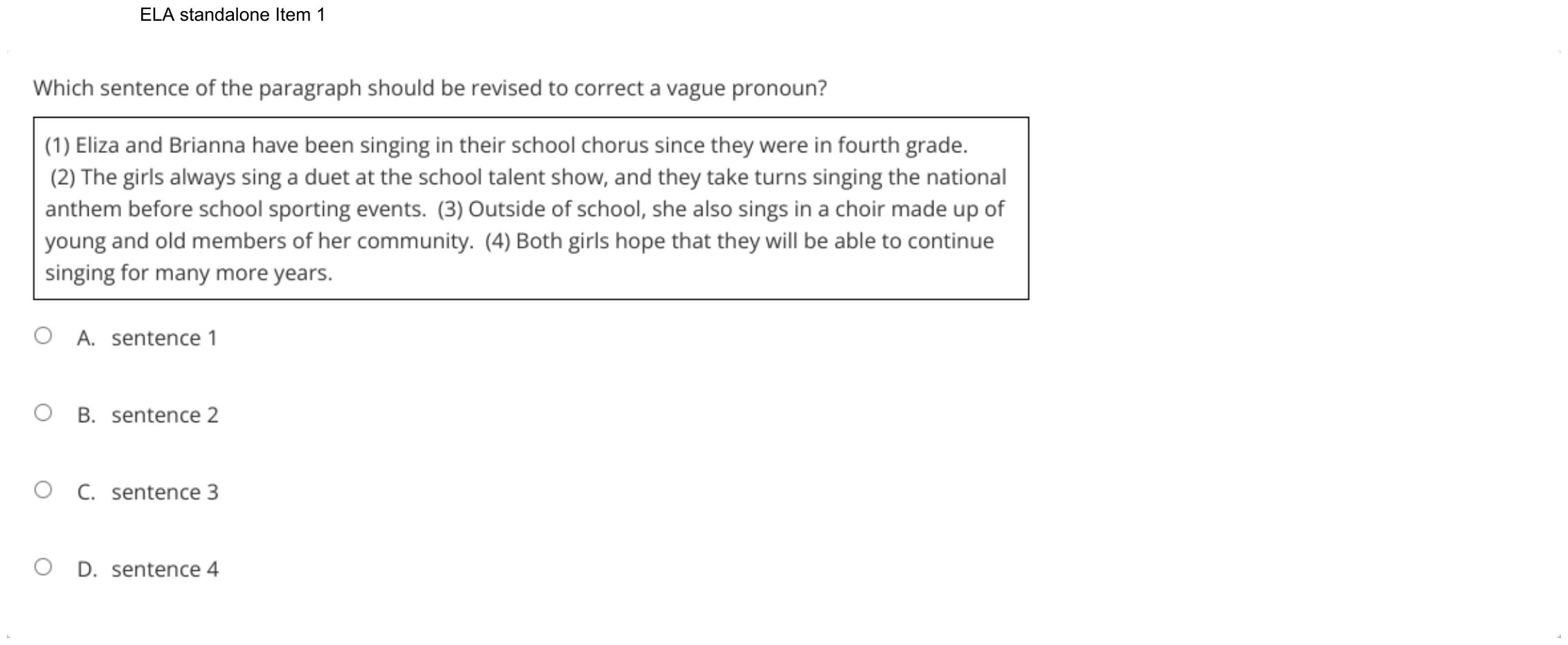 Question 48 as shown on the DOE’s digital test, page 68 of its printable version.
