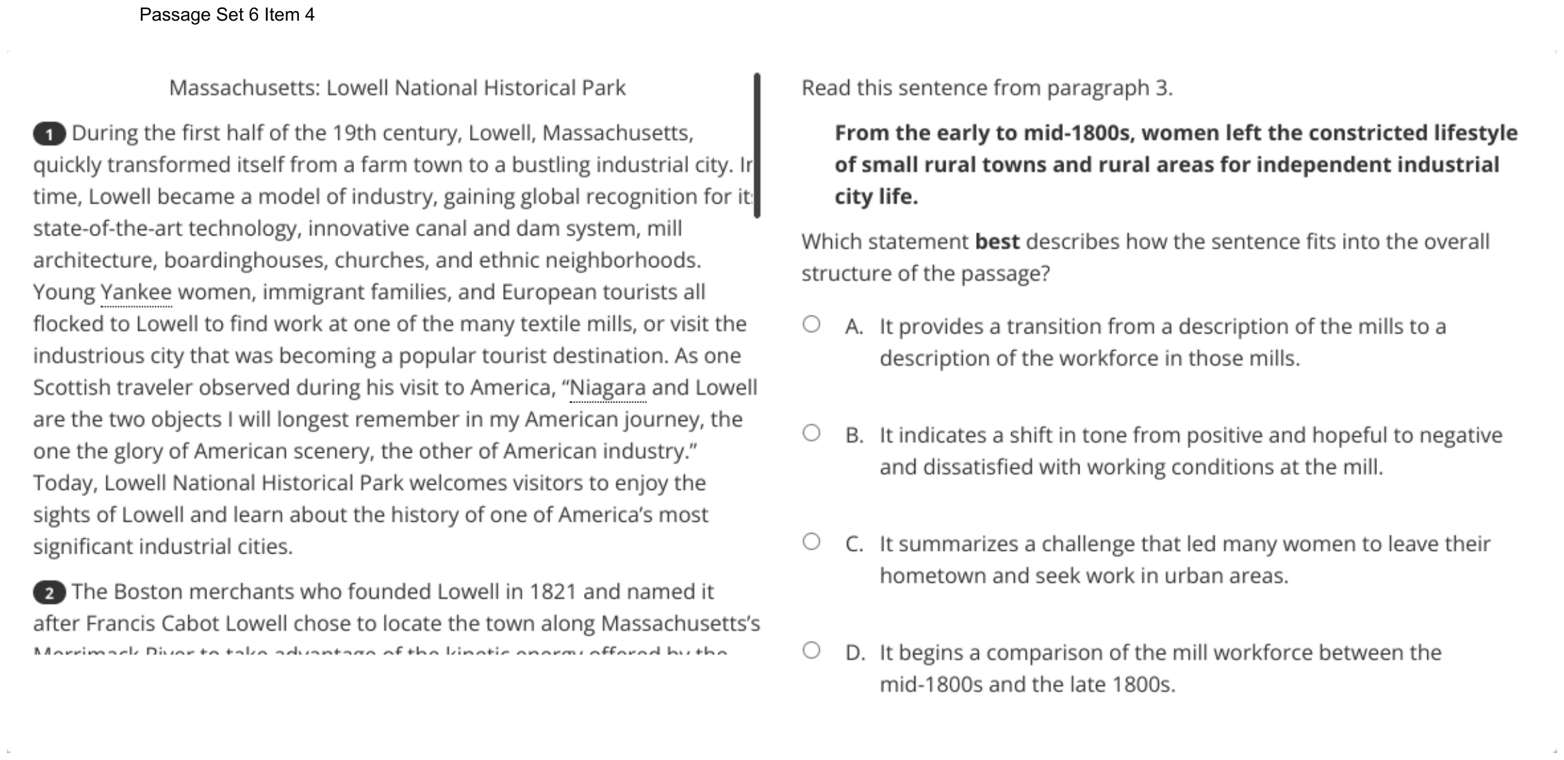 Question 39 as shown on the DOE’s digital test, page 54 of its printable version.