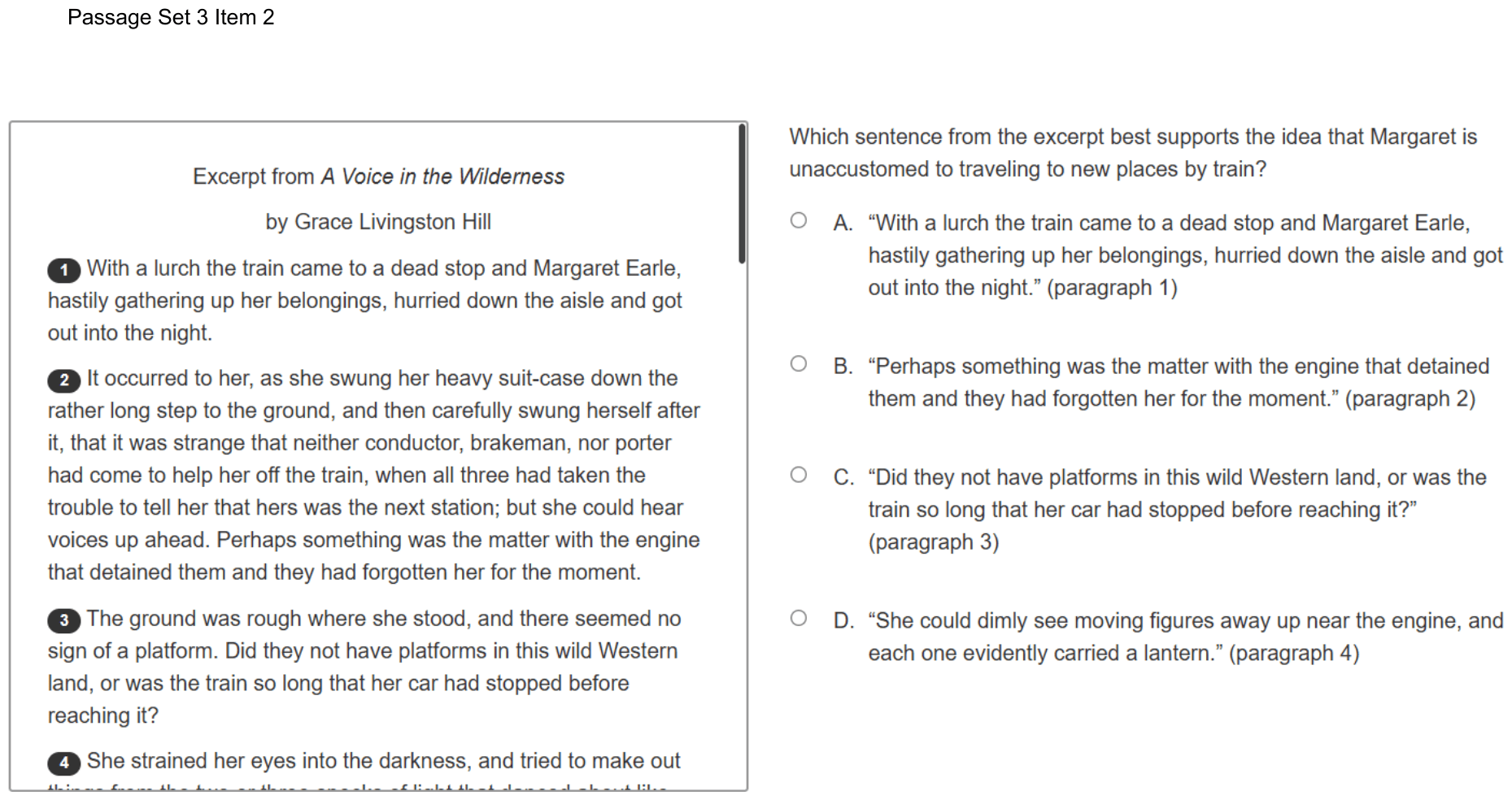 Question 15 as shown on the DOE’s digital test, page 23 of its printable version.