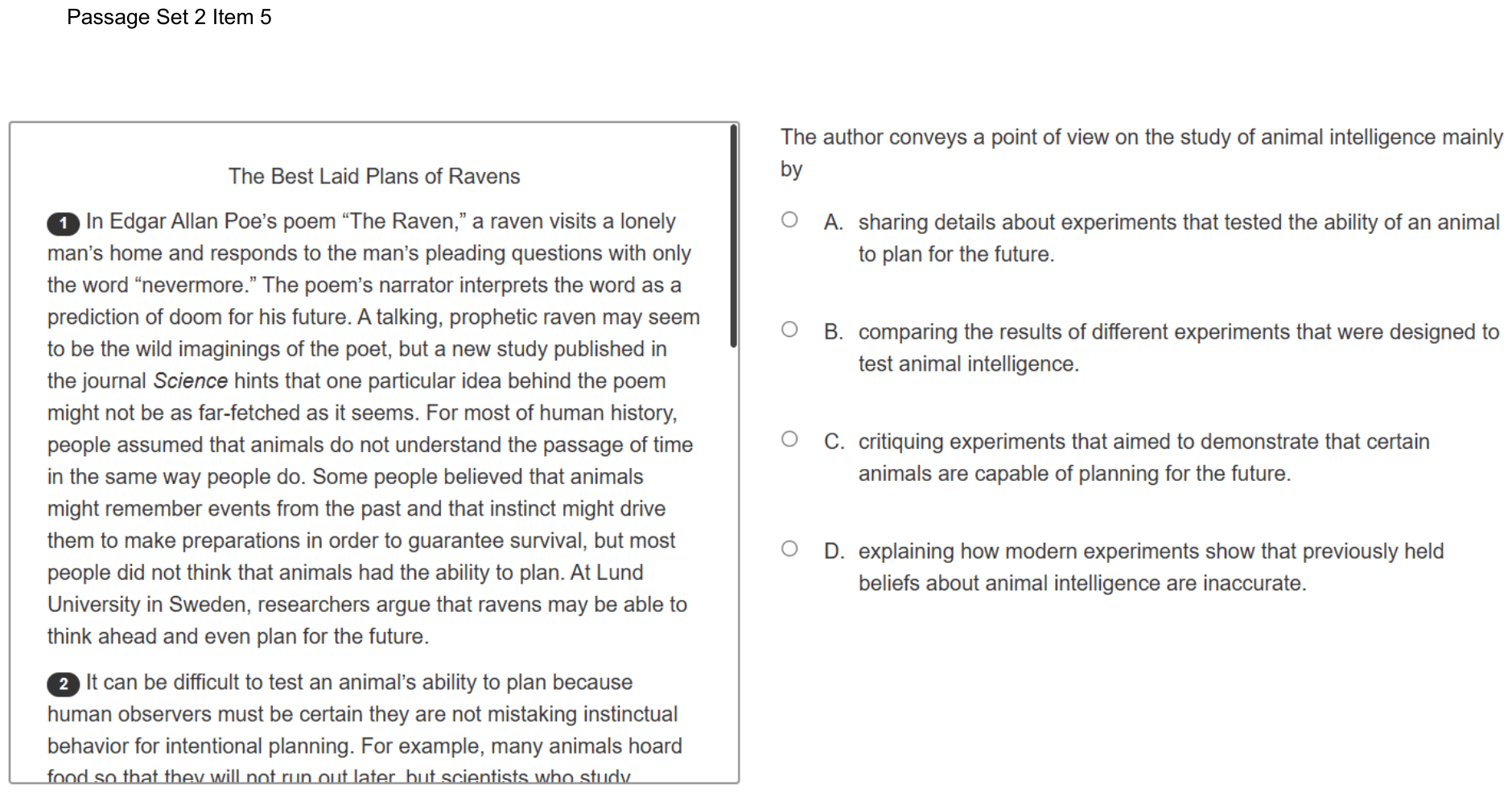 Question 12 as shown on the DOE’s digital test, page 17 of its printable version.