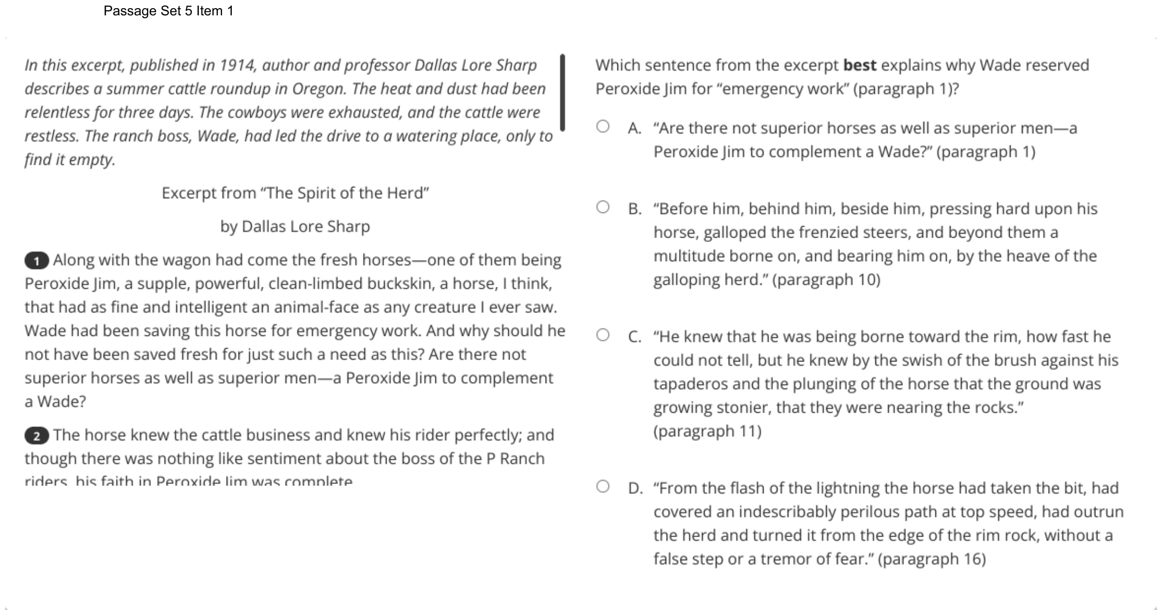 Question 29 as shown on the DOE’s digital test, page 42 of its printable version.