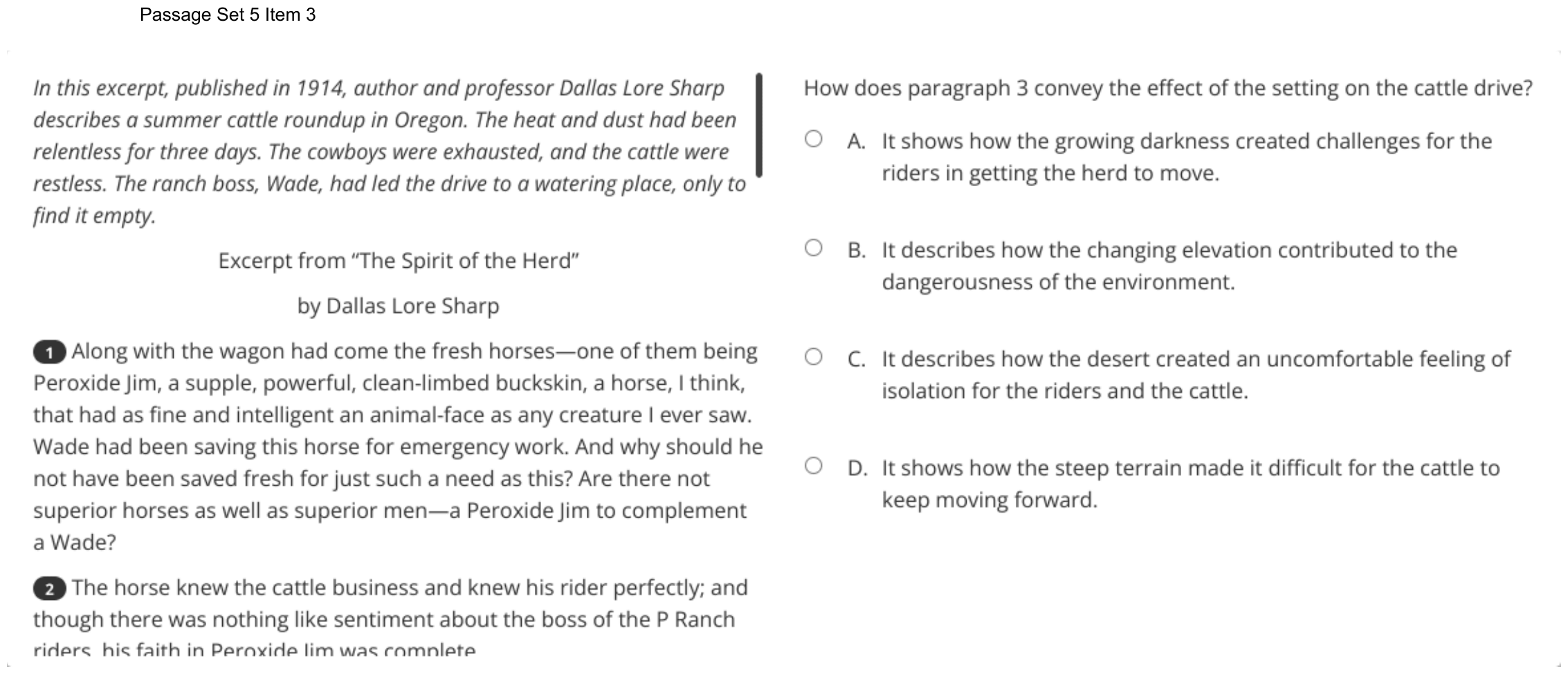 Question 31 as shown on the DOE’s digital test, page 44 of its printable version.