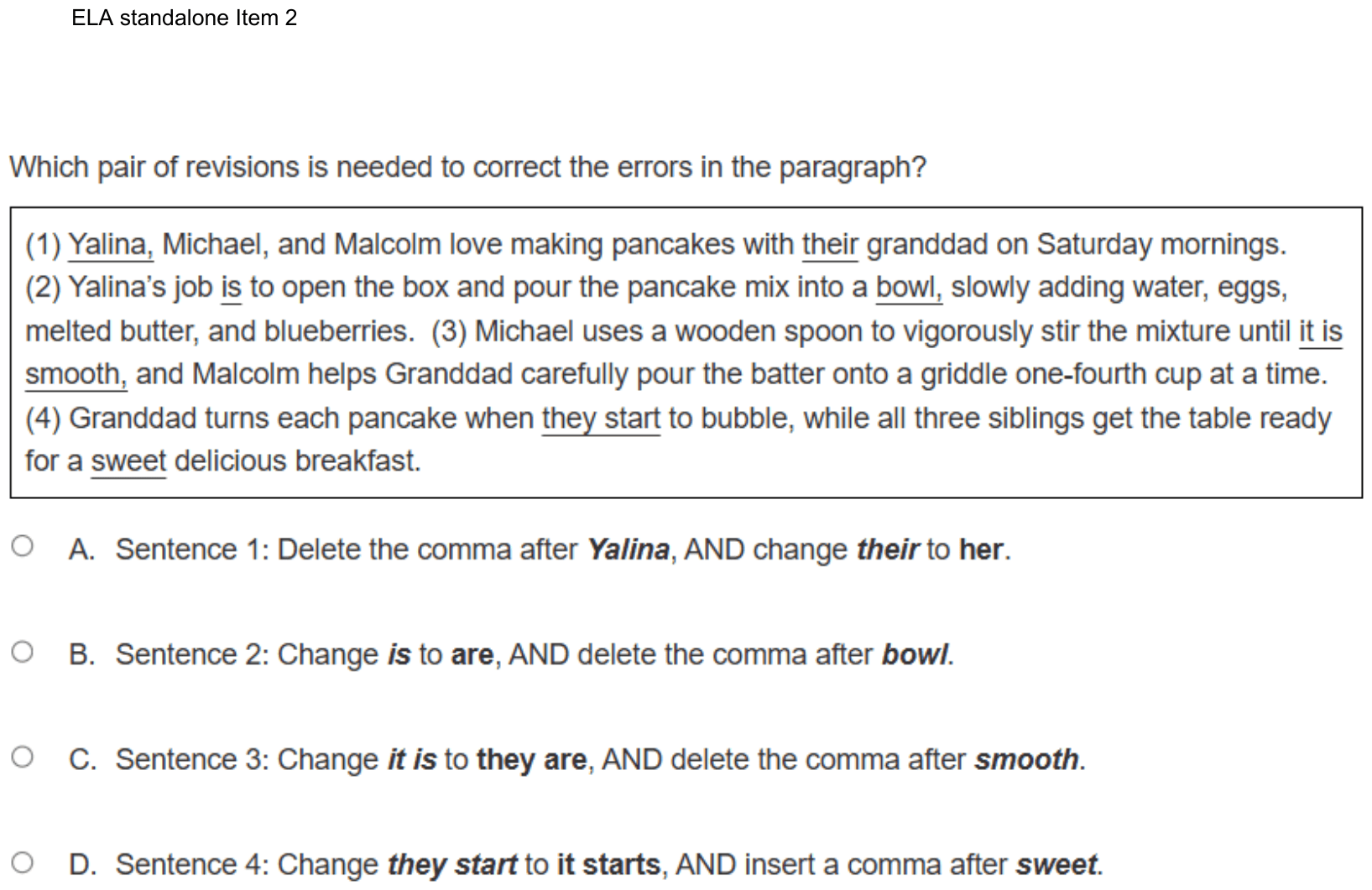 Question 49 as shown on the DOE’s digital test, page 69 of its printable version.