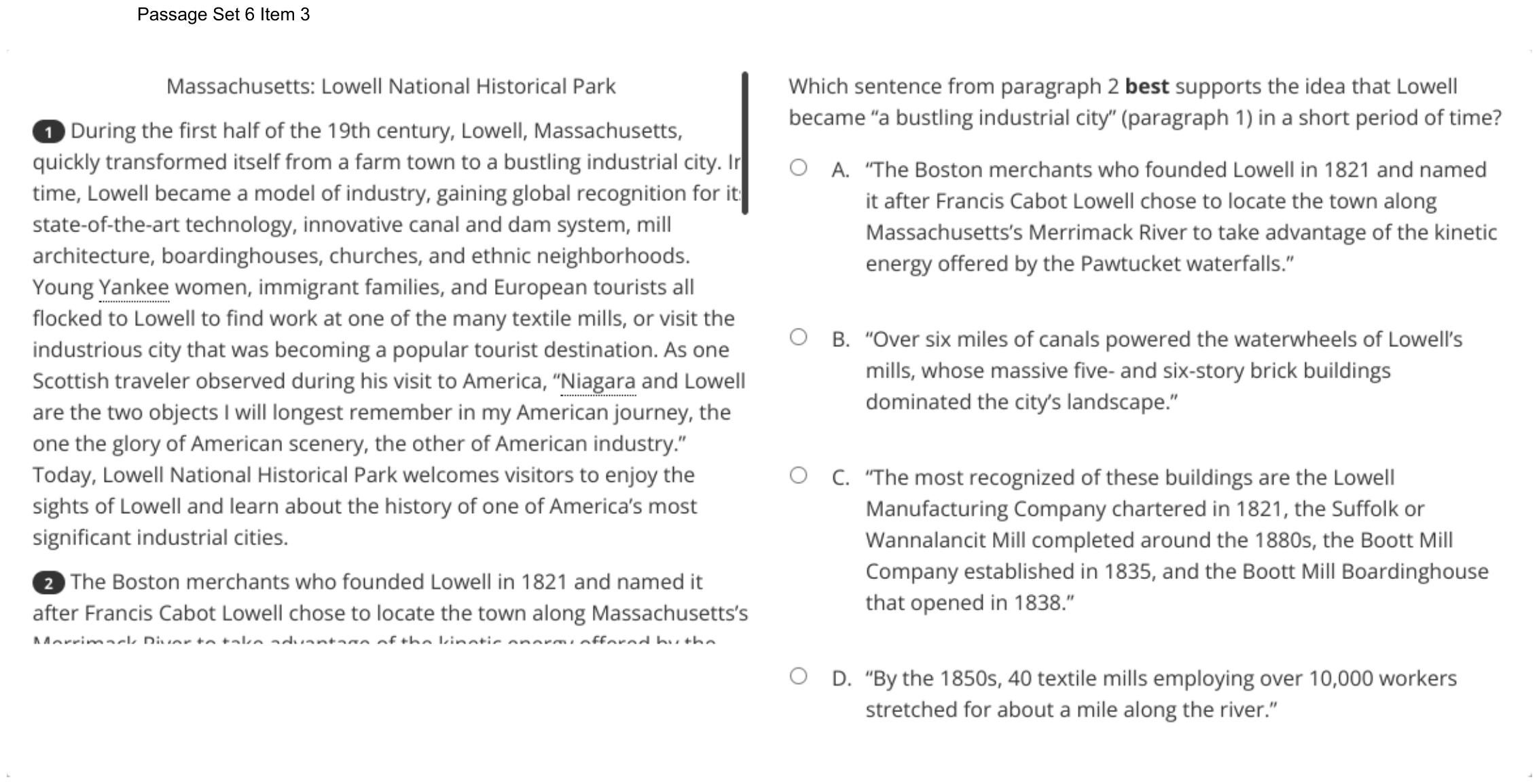 Question 38 as shown on the DOE’s digital test, page 53 of its printable version.