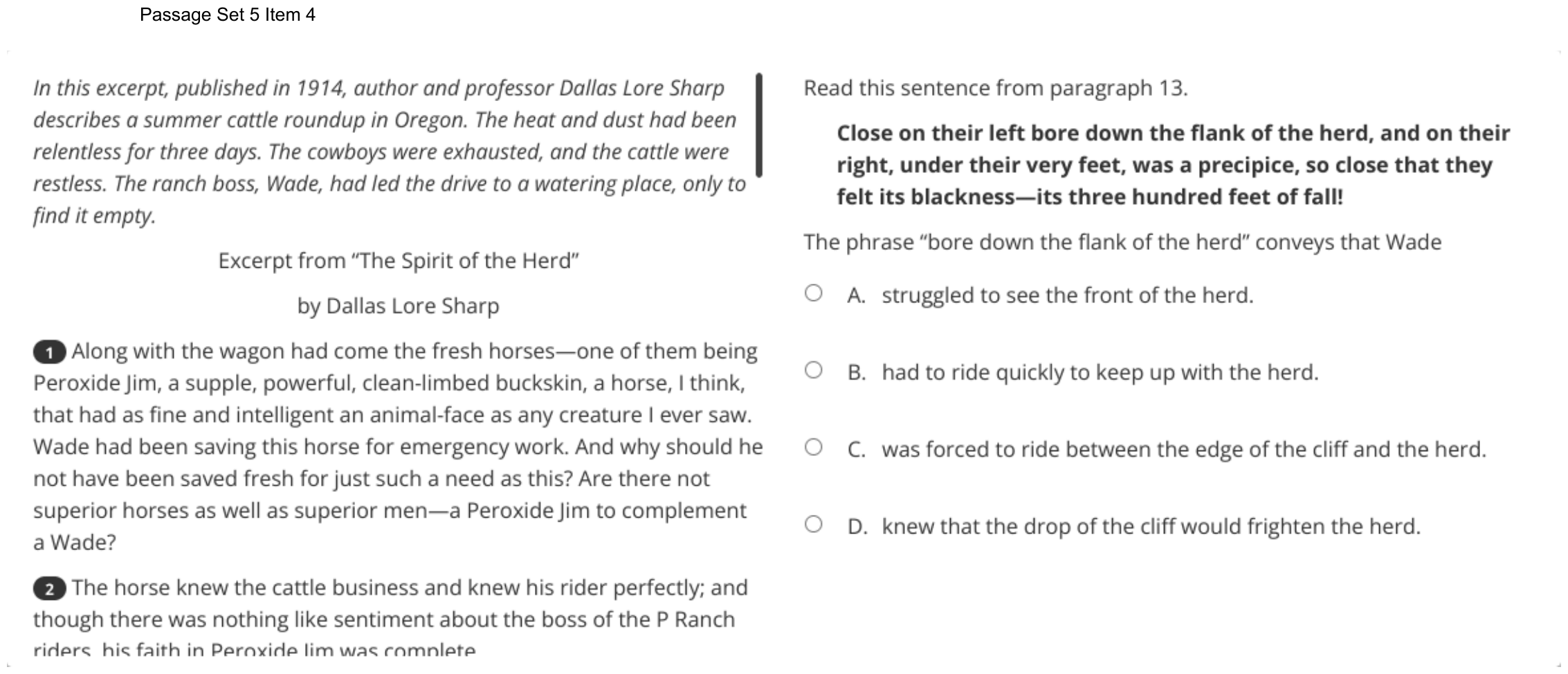 Question 32 as shown on the DOE’s digital test, page 45 of its printable version.