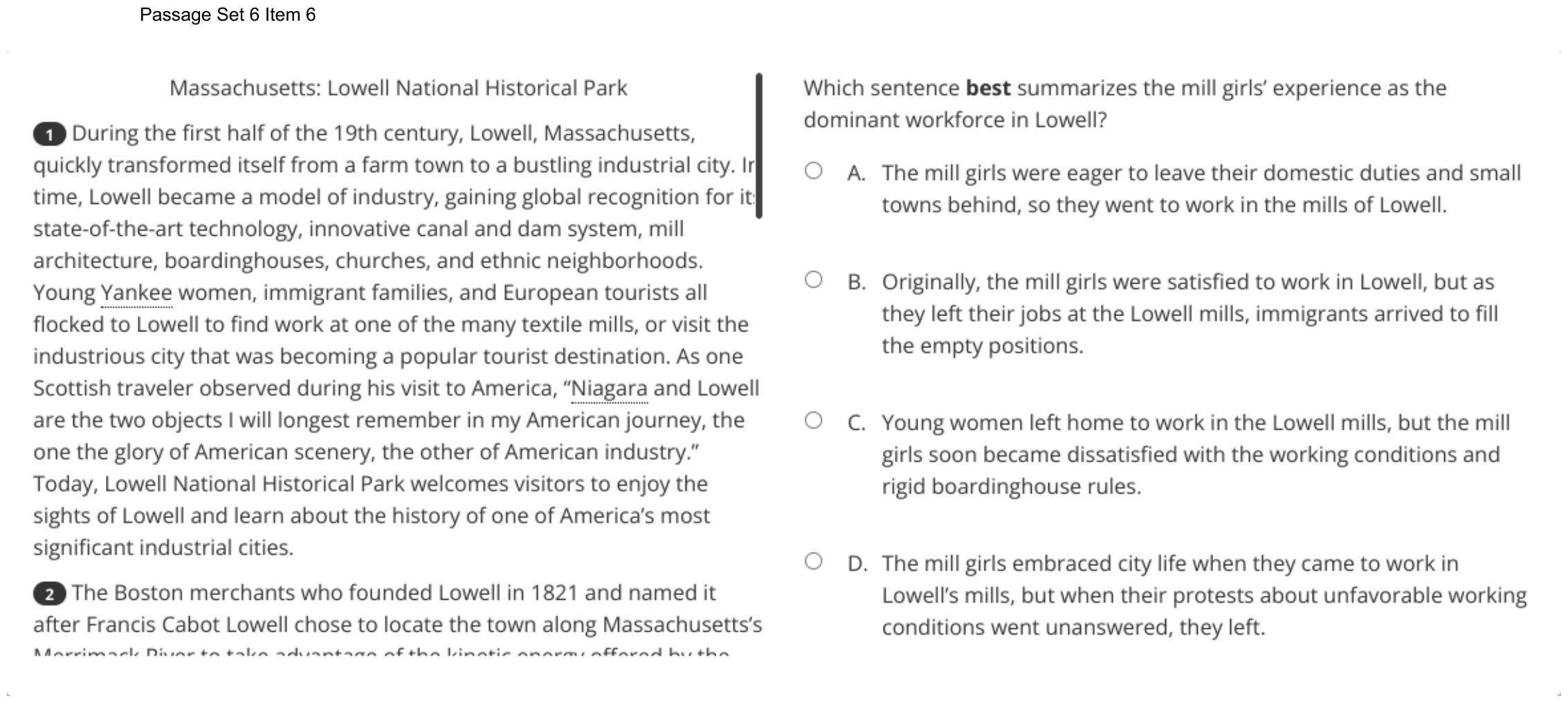Question 41 as shown on the DOE’s digital test, page 56 of its printable version.