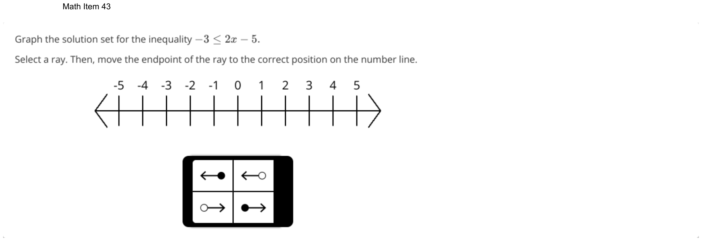 Question 43 as shown on the DOE’s digital test, page 114 of its printable version.