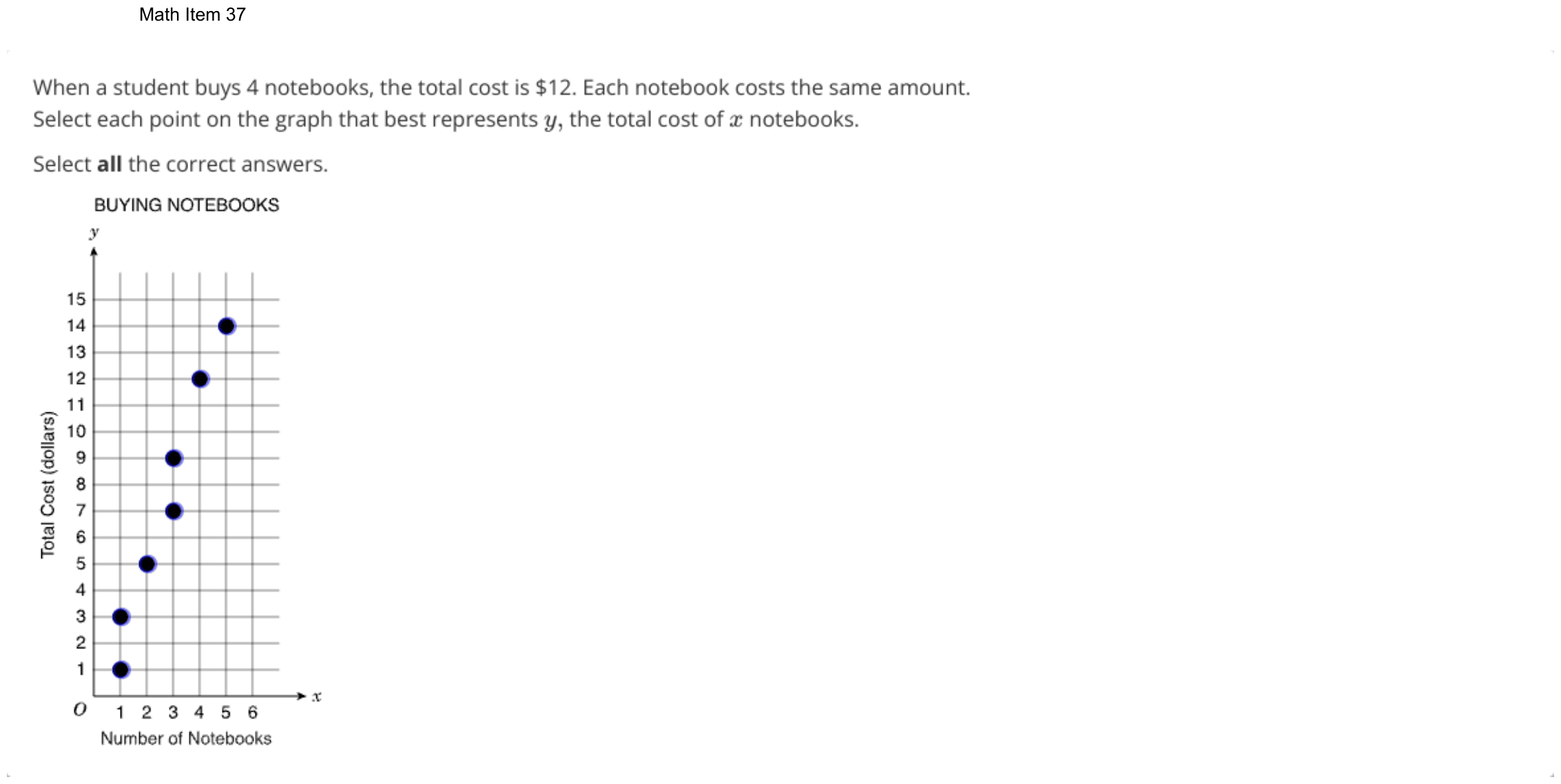Question 37 as shown on the DOE’s digital test, page 108 of its printable version.