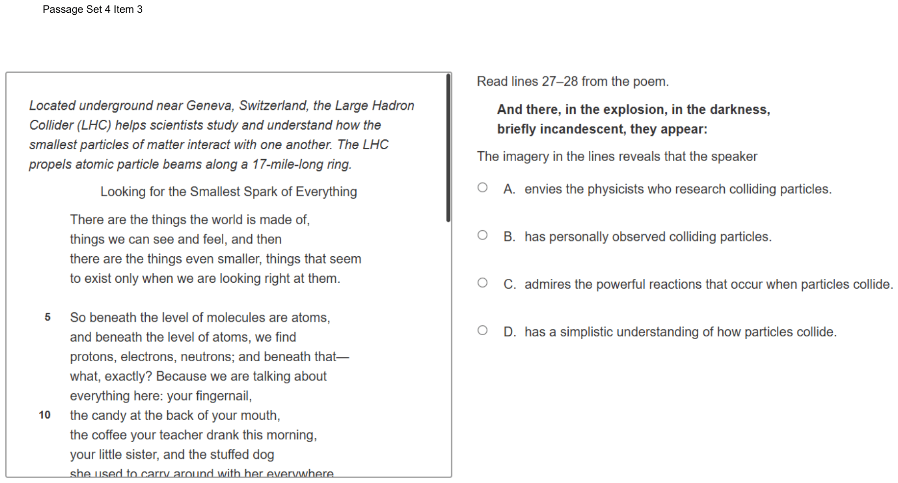 Question 25 as shown on the DOE’s digital test, page 36 of its printable version.